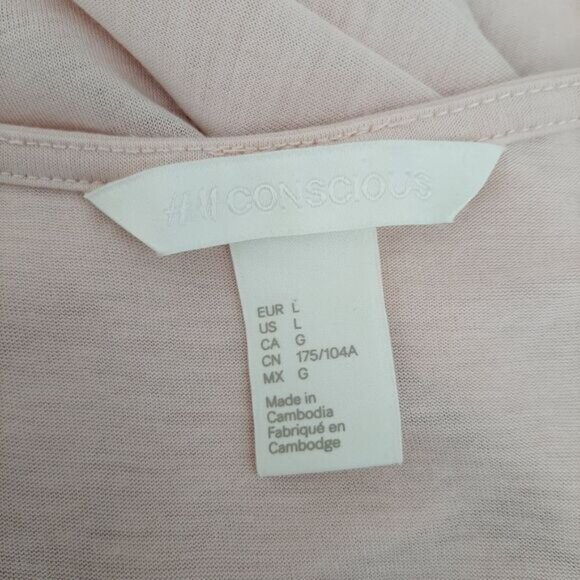 H&M Conscious Twist Fabric Lace Style Yoke Tank Top Pink Sz L - Picture 10 of 11